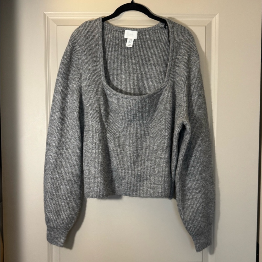 H&M Gray Scoop Neck Sweater